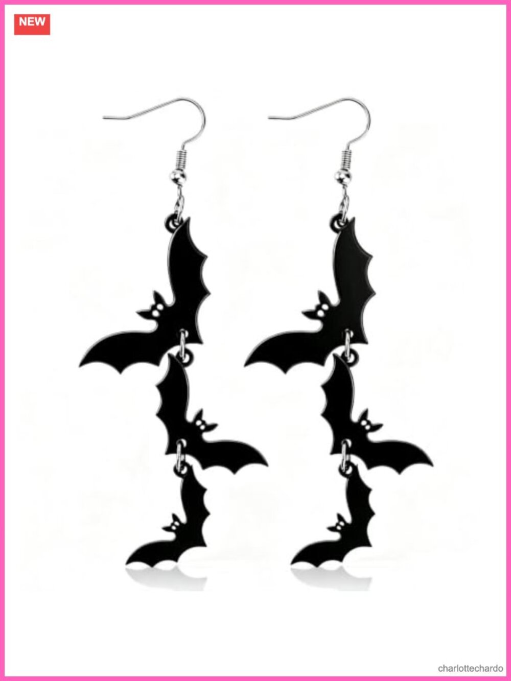 Acrylic Halloween Earrings Black Skull Bat Ghost Drop Dangle